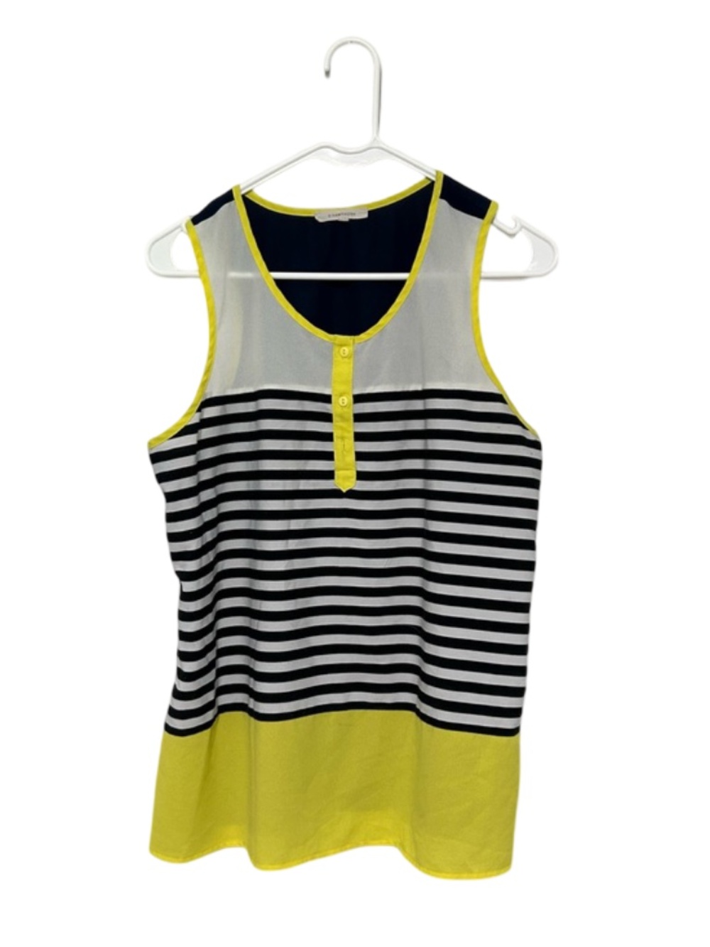 Stitchfix 41 Hawthorn Navy Yellow Stripe‎ Tank Blouse Size Large